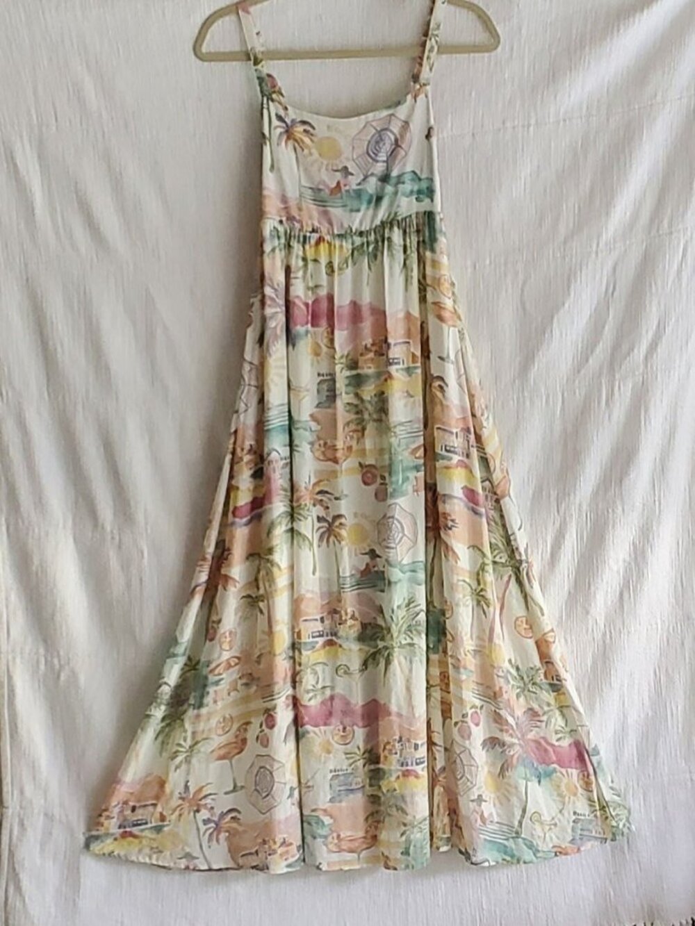 NWT Floral Maxi Dress Sheer Textured Cotton Rayon Adjustable Straps, M